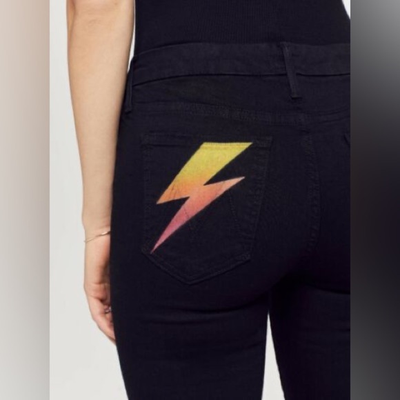 Rare MOTHER 
Looker Ankle Fray Distressed Jeans with Lightning Bolt (J2) - Picture 2 of 10